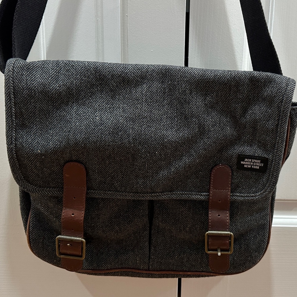 Jack Spade Grey Herringbone Messenger Bag